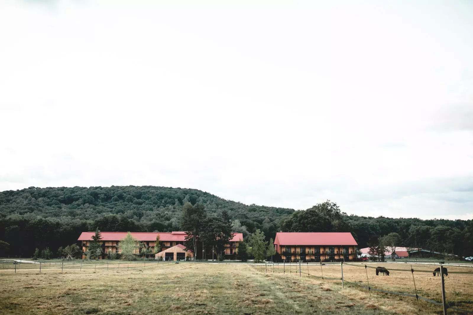 Le Barn består av en mølle, et ombygd våningshus og to bygninger inspirert av låver fra 1950-tallet.