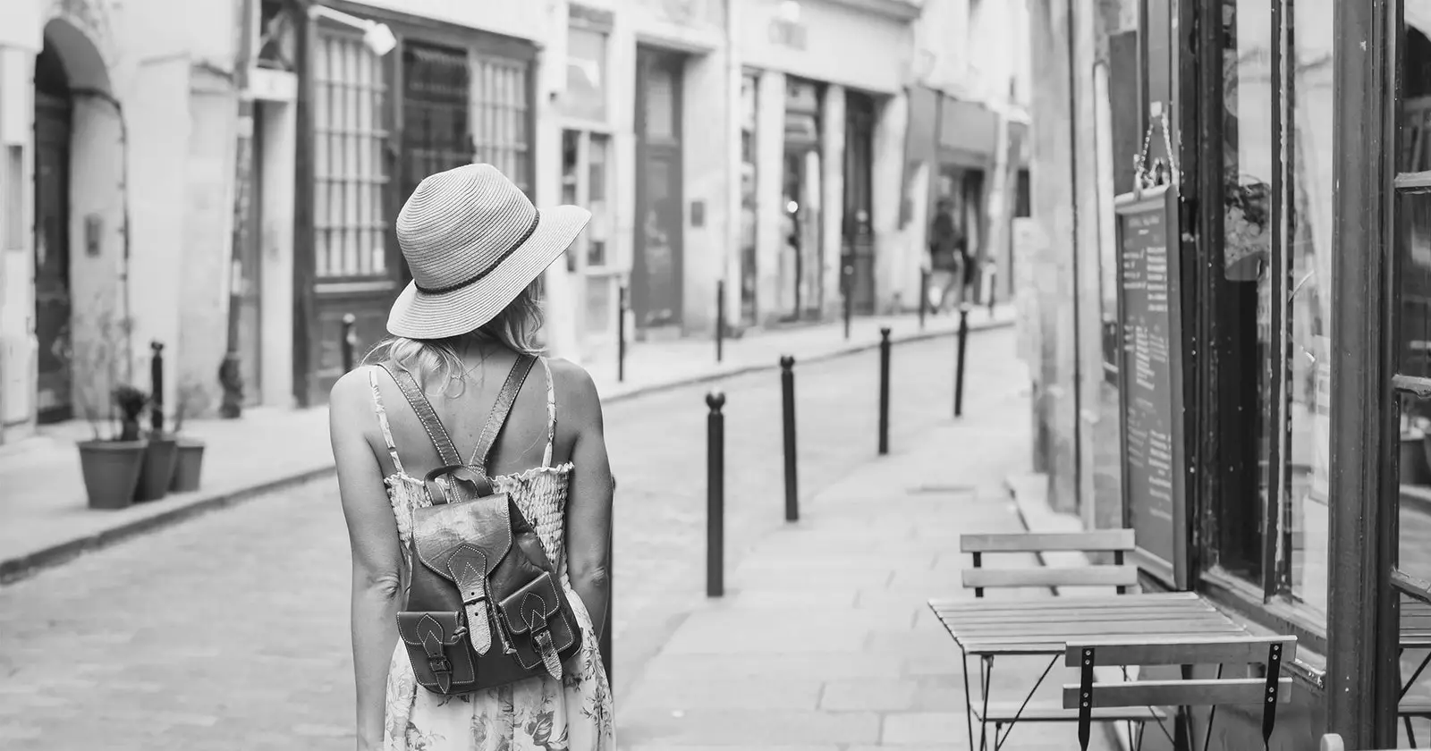 girl walking backwards