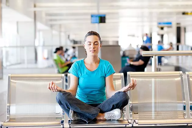 Practice yoga in air-conditioned rooms at San Francisco International Airport and Chicago Midway