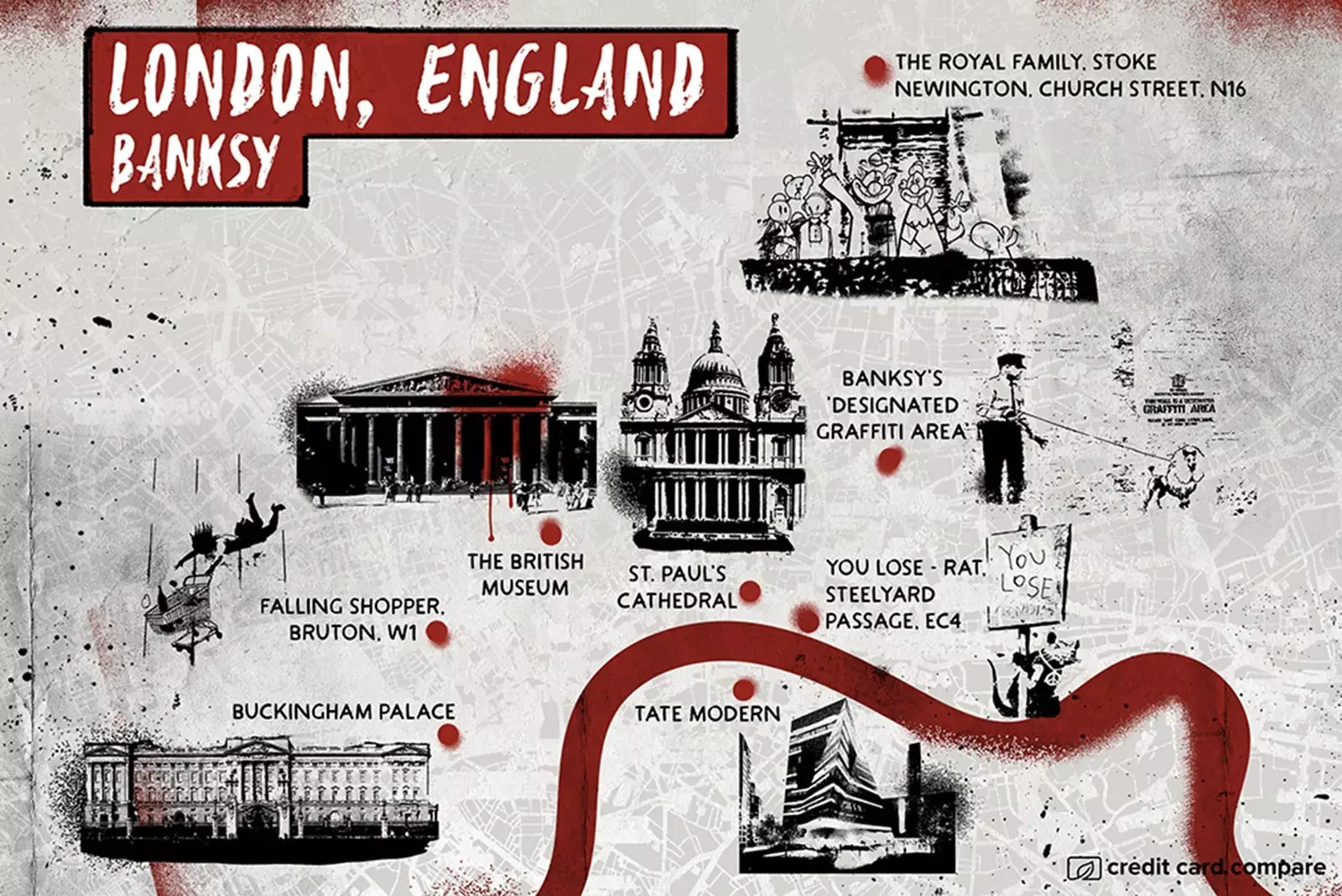 Banksy style map of London