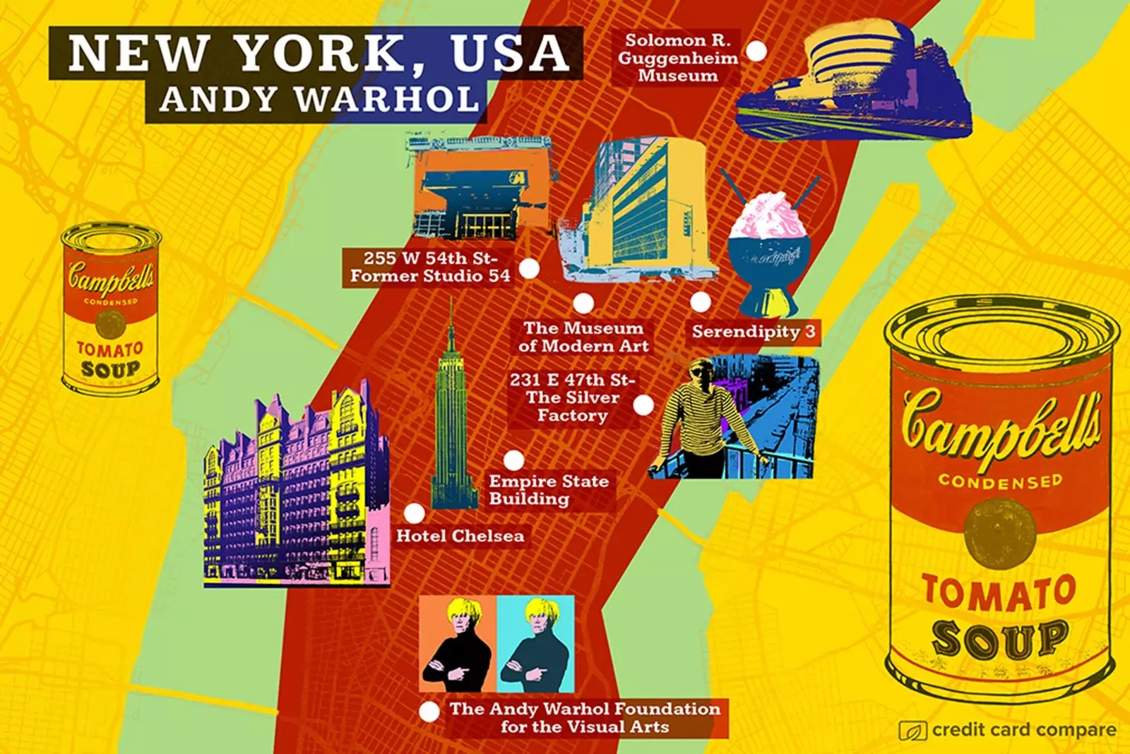 Warhol-style map of New York