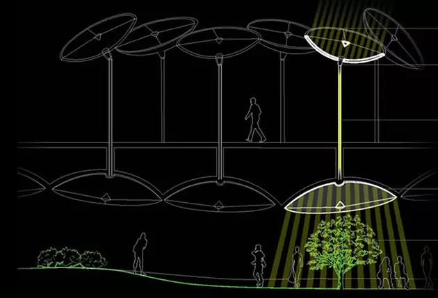 Die Technologie zur Reflexion des Sonnenlichts wurde von James Ramsey von Raad Studio entwickelt.