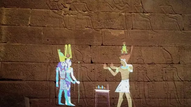 The Temple of Dendur is colored so you can see what it really looked like