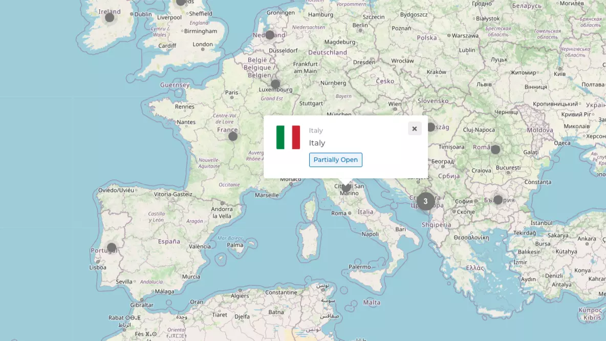 Din il-websajt tinforma dwar ir-restrizzjonijiet tal-ivvjaġġar f'kull pajjiż minħabba l-koronavirus