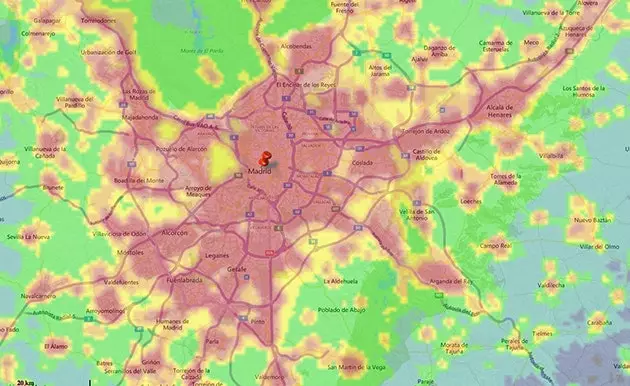 Madrid di lightpollutionmap.info