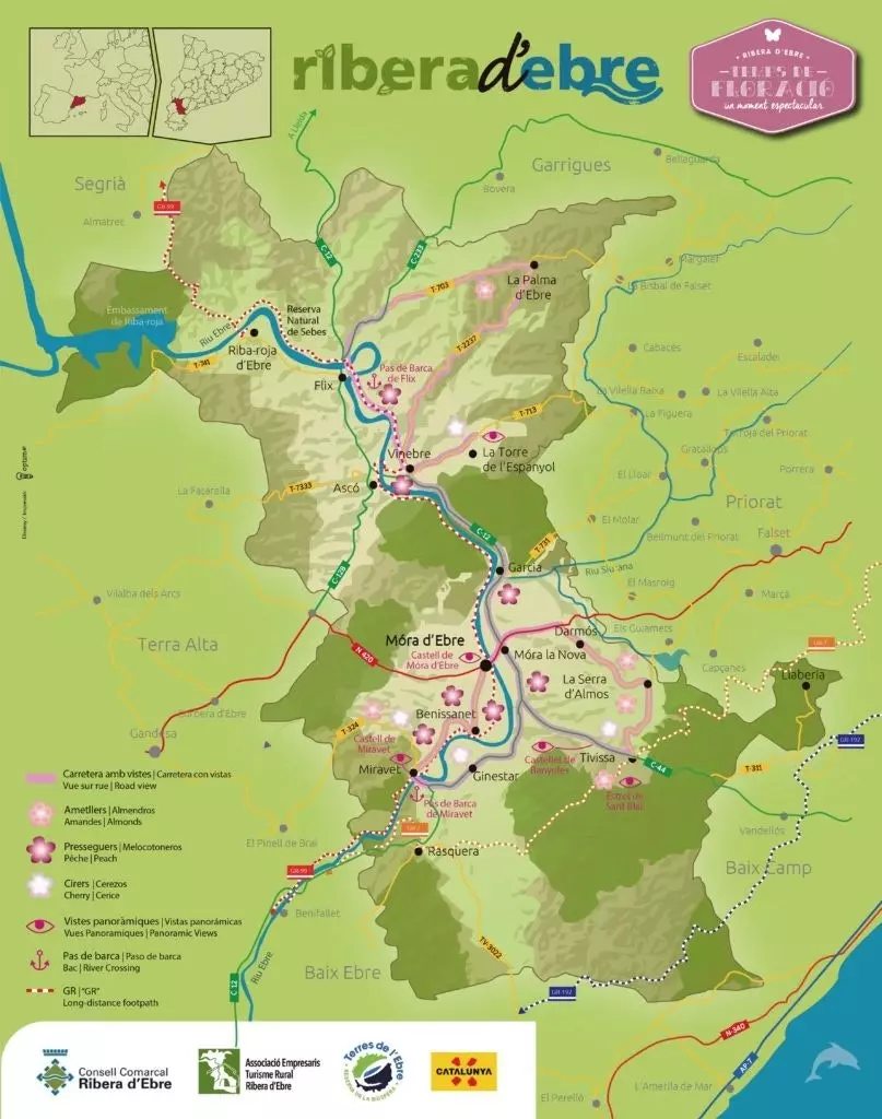 Il-mappa tal-fjoritura fir-Ribera del Ebro.