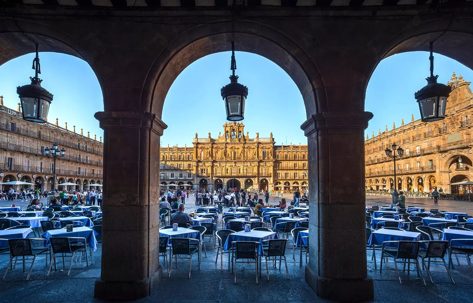 Den flotte utsikten over Plaza Mayor