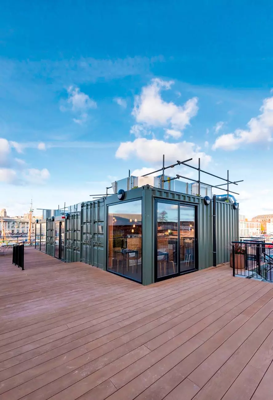 Two old containers house BoxE, one of the trendy restaurants on Whapping Wharf.