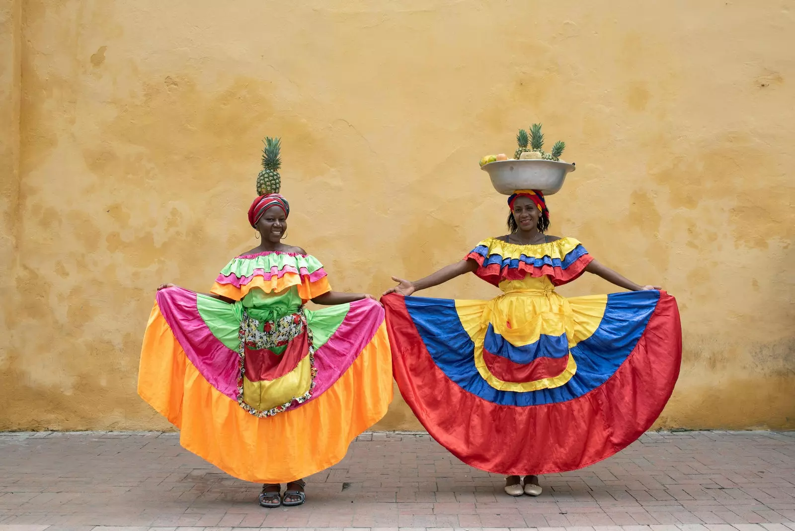 Predajcovia ovocia v Cartagena de Indias Kolumbia.