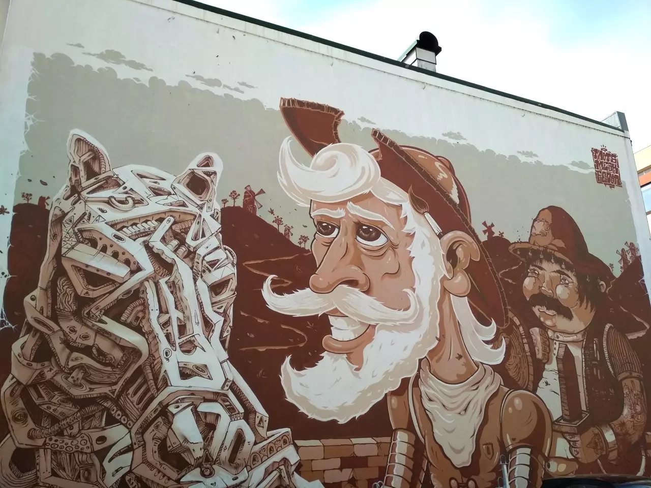 Mural de Dom Quixote e Sancho Pança no Porto