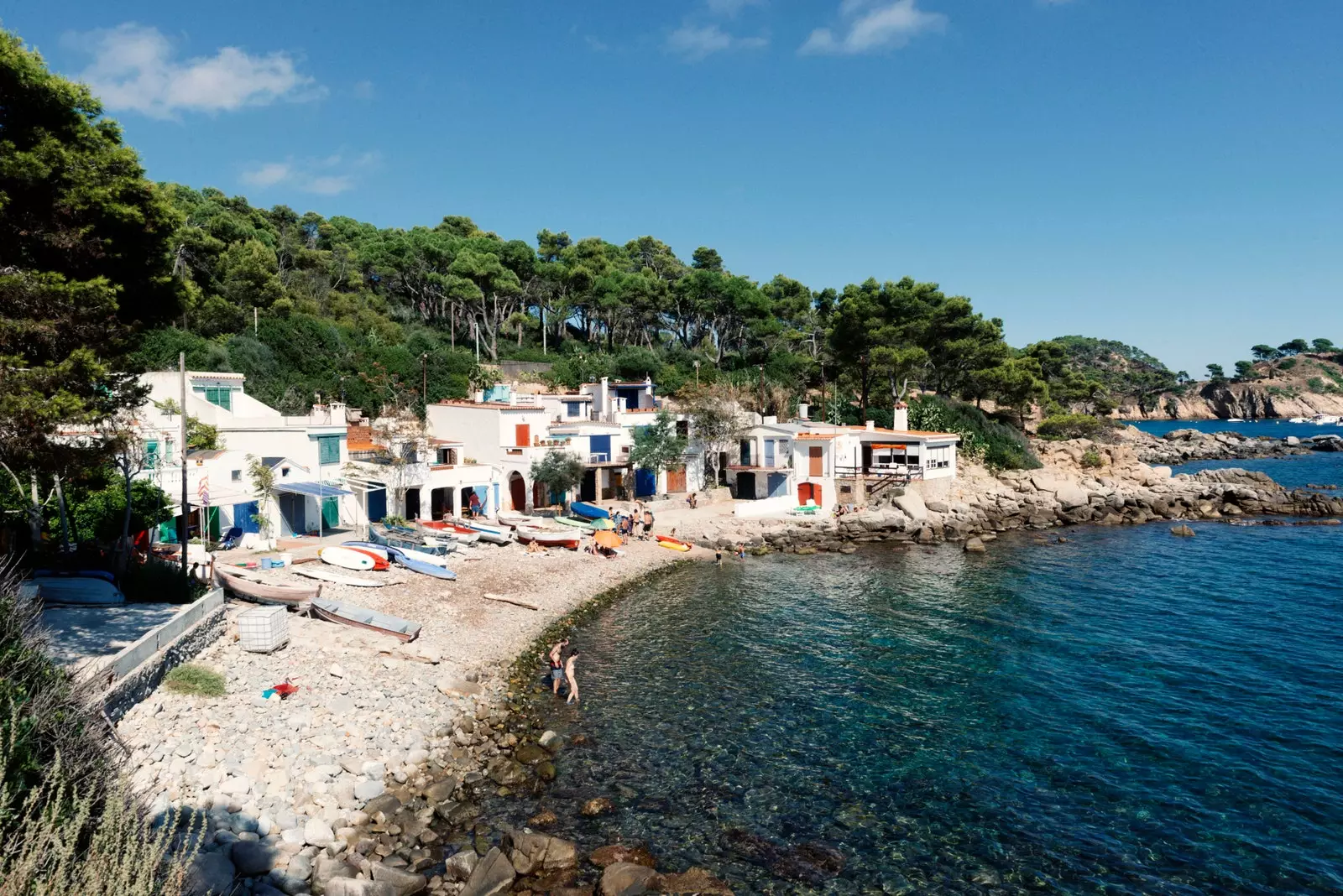 Old fishermen's houses in Cala S'Alguer Palamós.