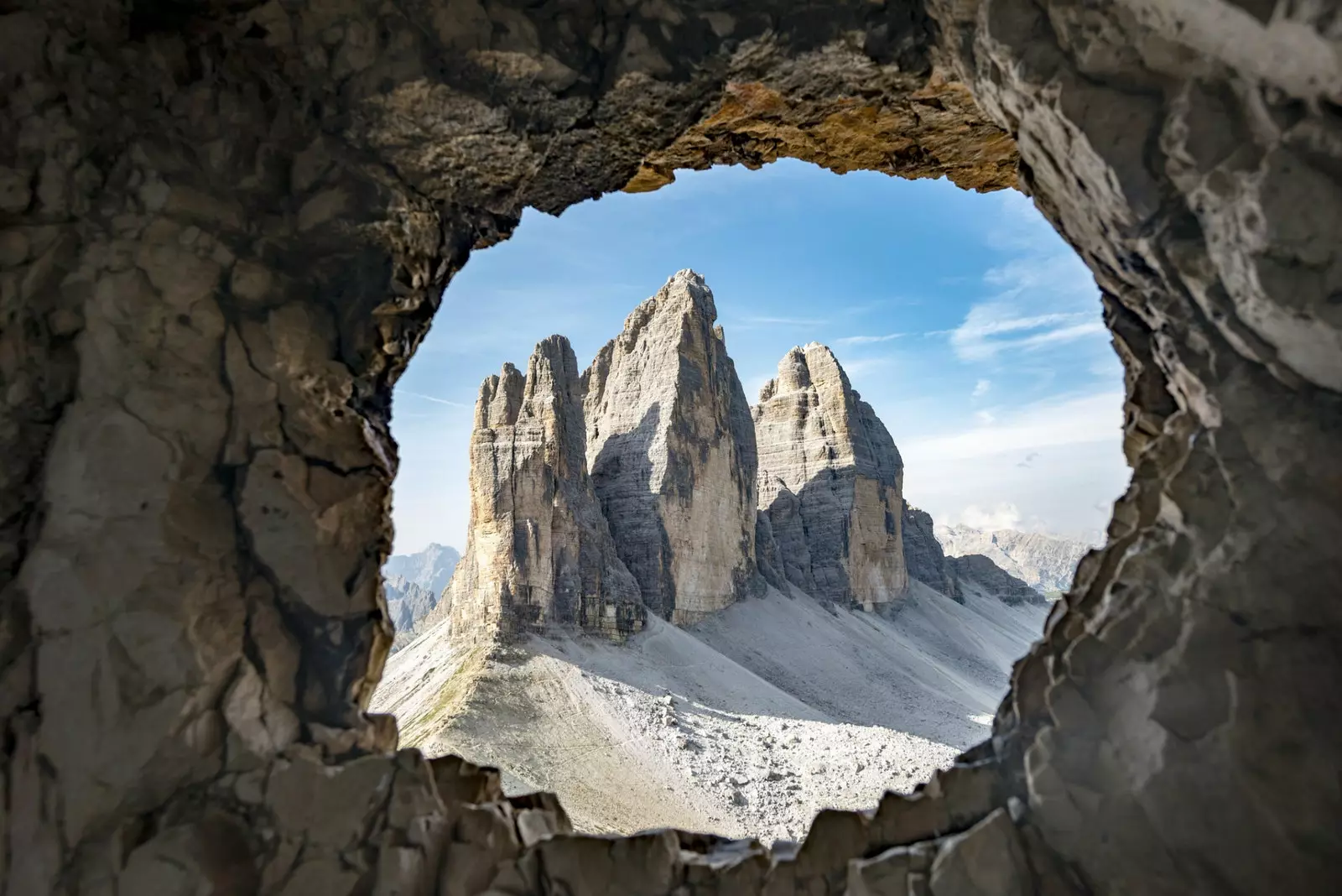 Blick vom Paternkofel-Klettersteig auf den Berg Paterno Italien.