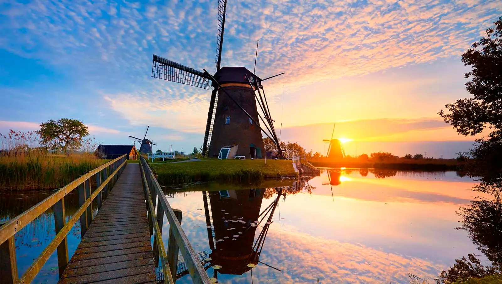 I Kinderdijk er der 19 vindmøller erklæret som verdensarvssted