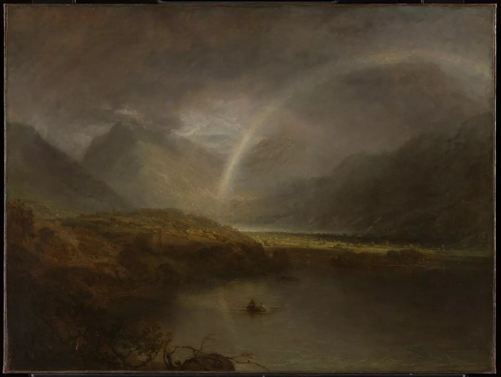 Molerei vum Joseph Mallord William Turner mam Titel 'Lake Buttermere with the Part of Cromackwater Cumberland a Shower'