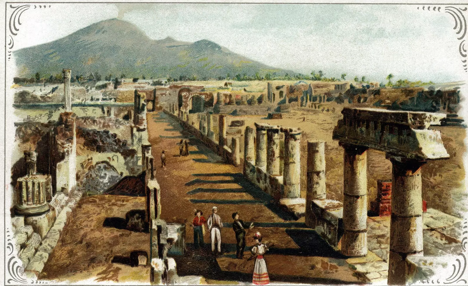 Gdhendje e një vizite në Pompei rreth vitit 1900