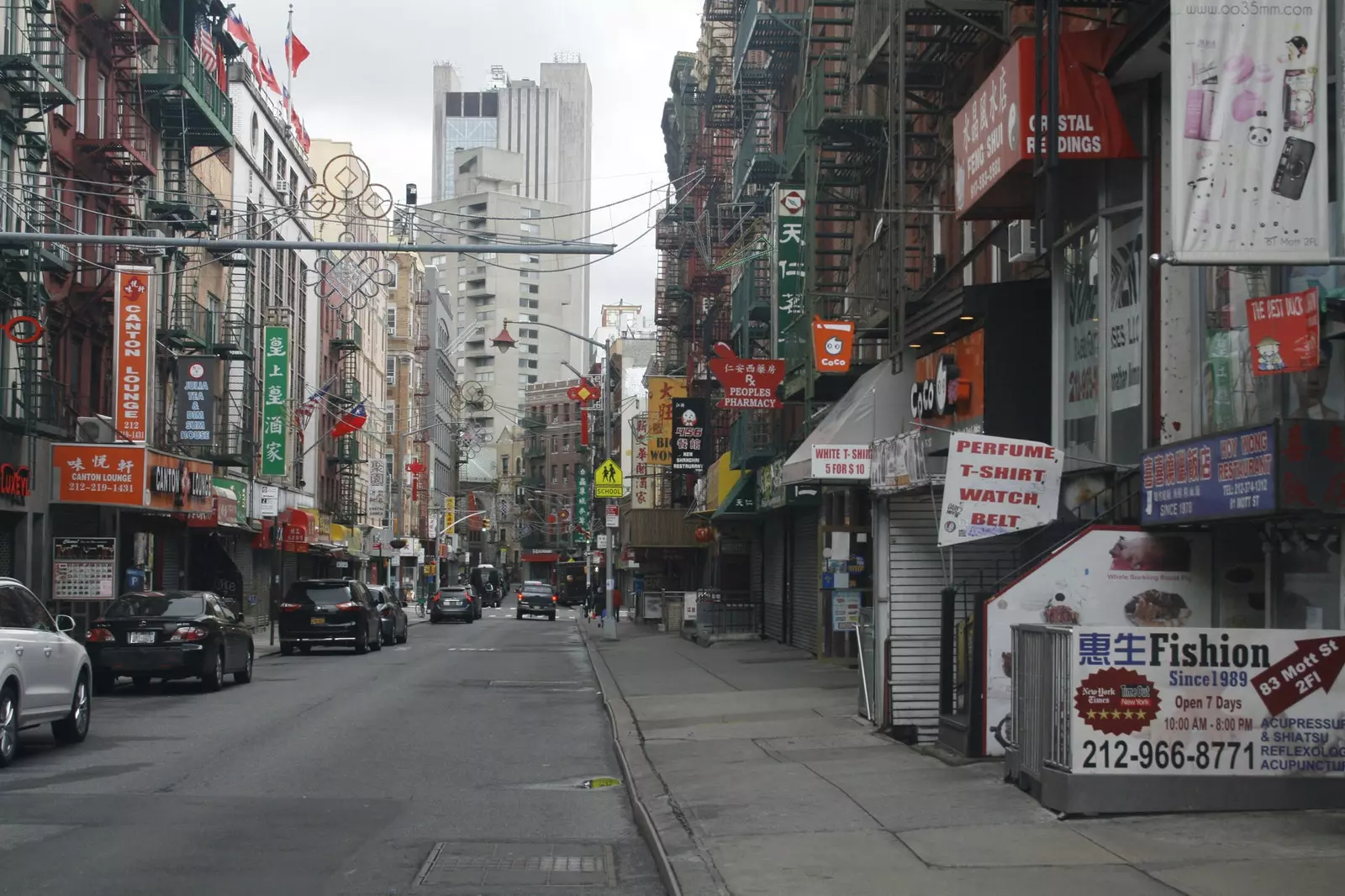 Mott Street Chinatown matul l-ewwel stadju tal-konfinament