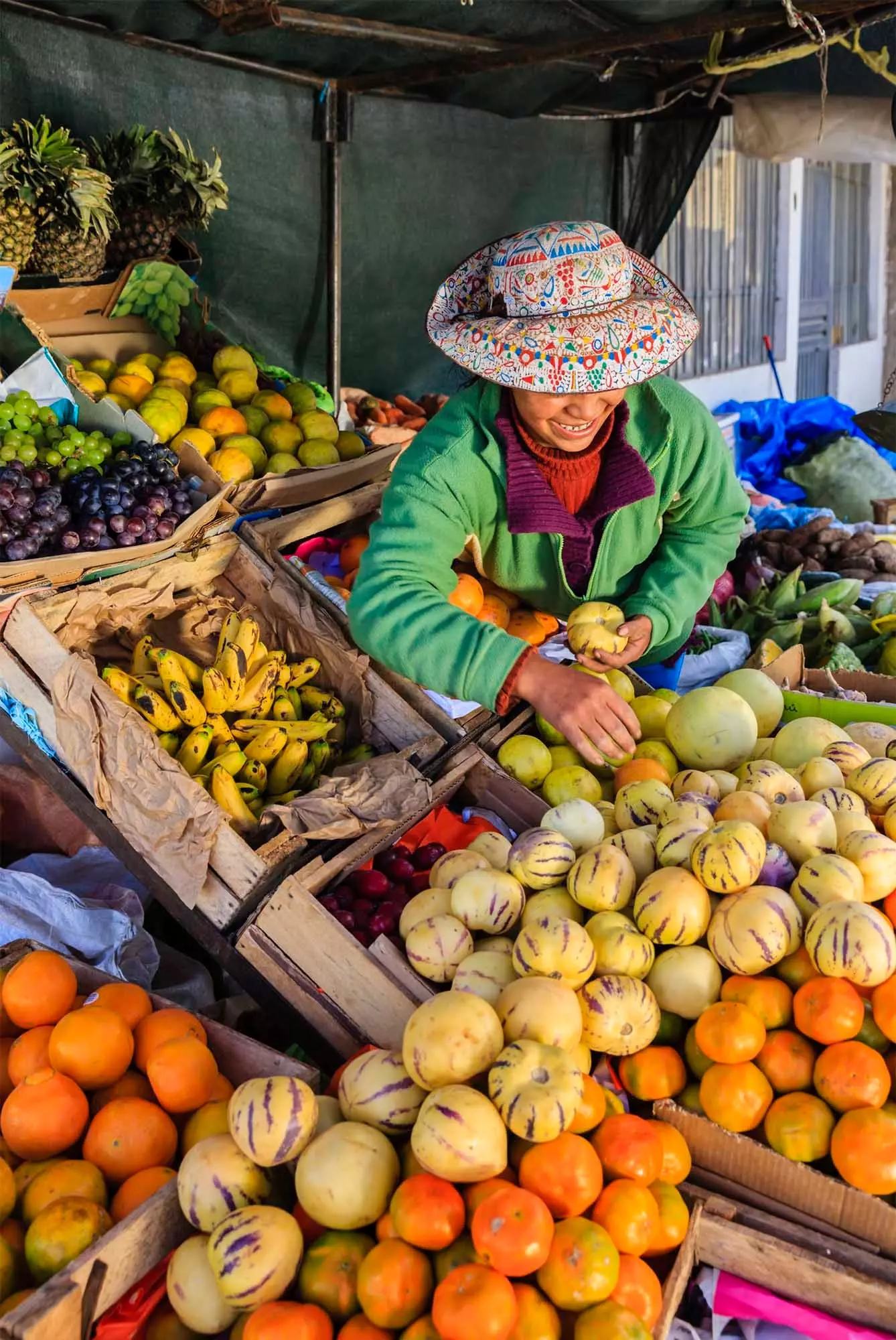 donna della frutta nel mercato di arequipa