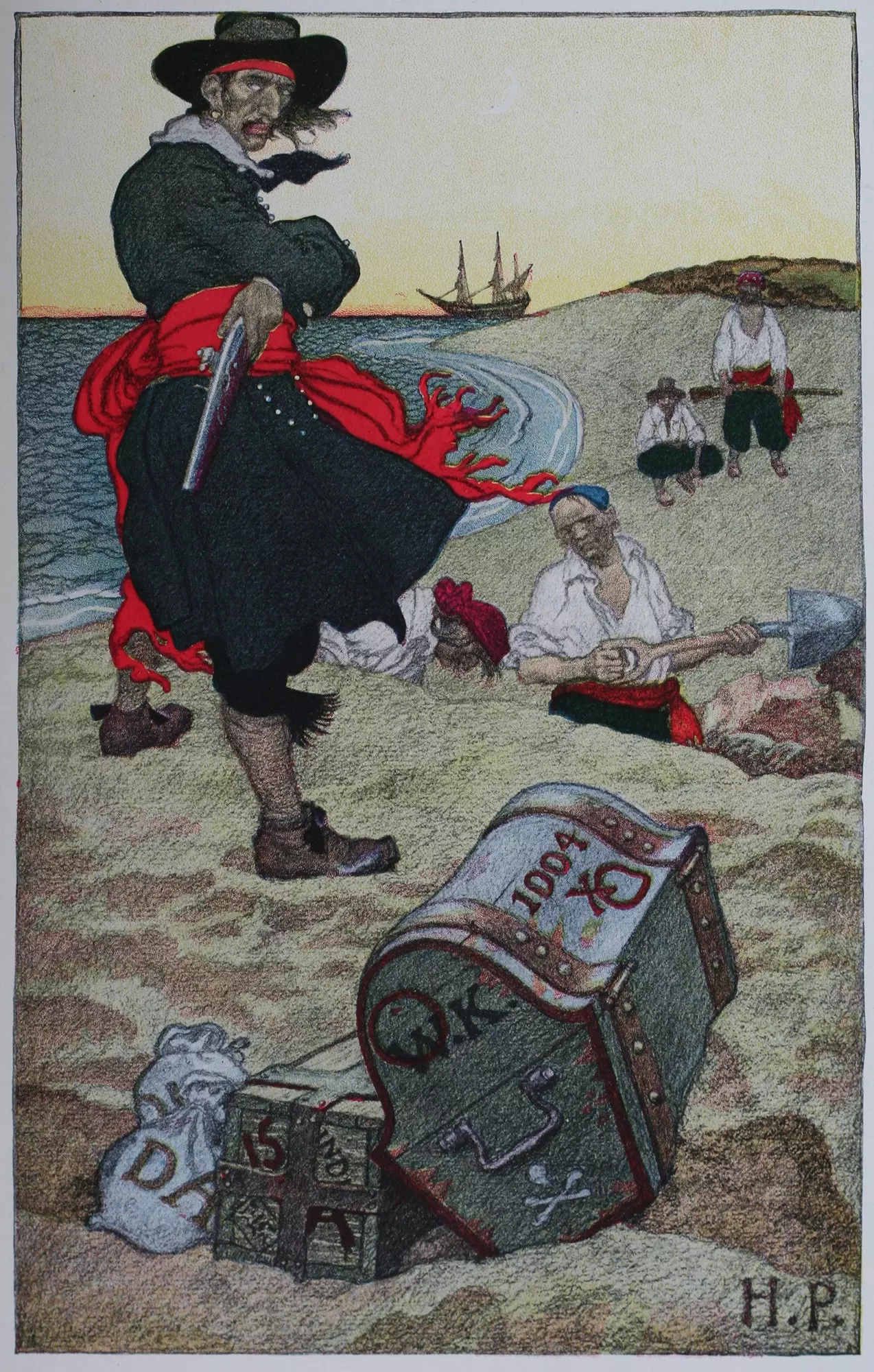 William Kidd burying his treasure.