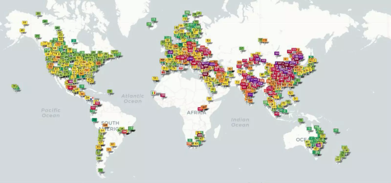 Aquest mapa permet saber en temps real com és l'aire que respires