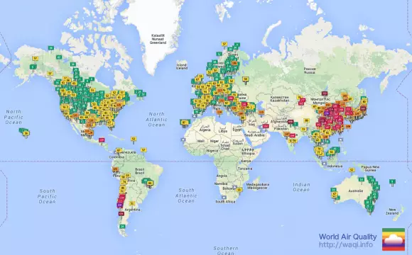 O mapa para saber respirar em uma cidade ou país.