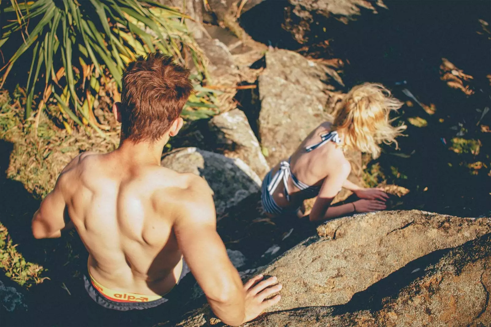 couple going down to a beach