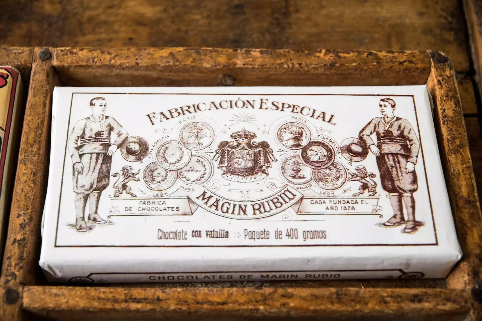 Lithograph with which Magin Rubio Chocolate was labeled in the Astorga Chocolate Museum.