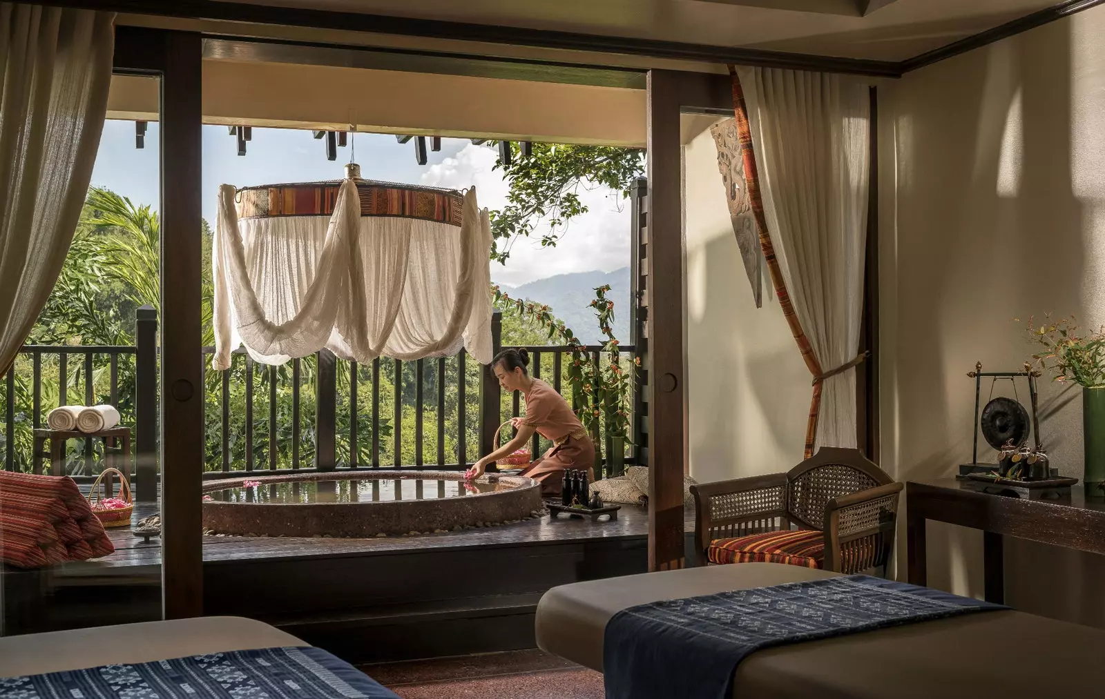 Salle de soins du spa Anantara à l'Anantara Golden Triangle Elephant Camp and Resort.