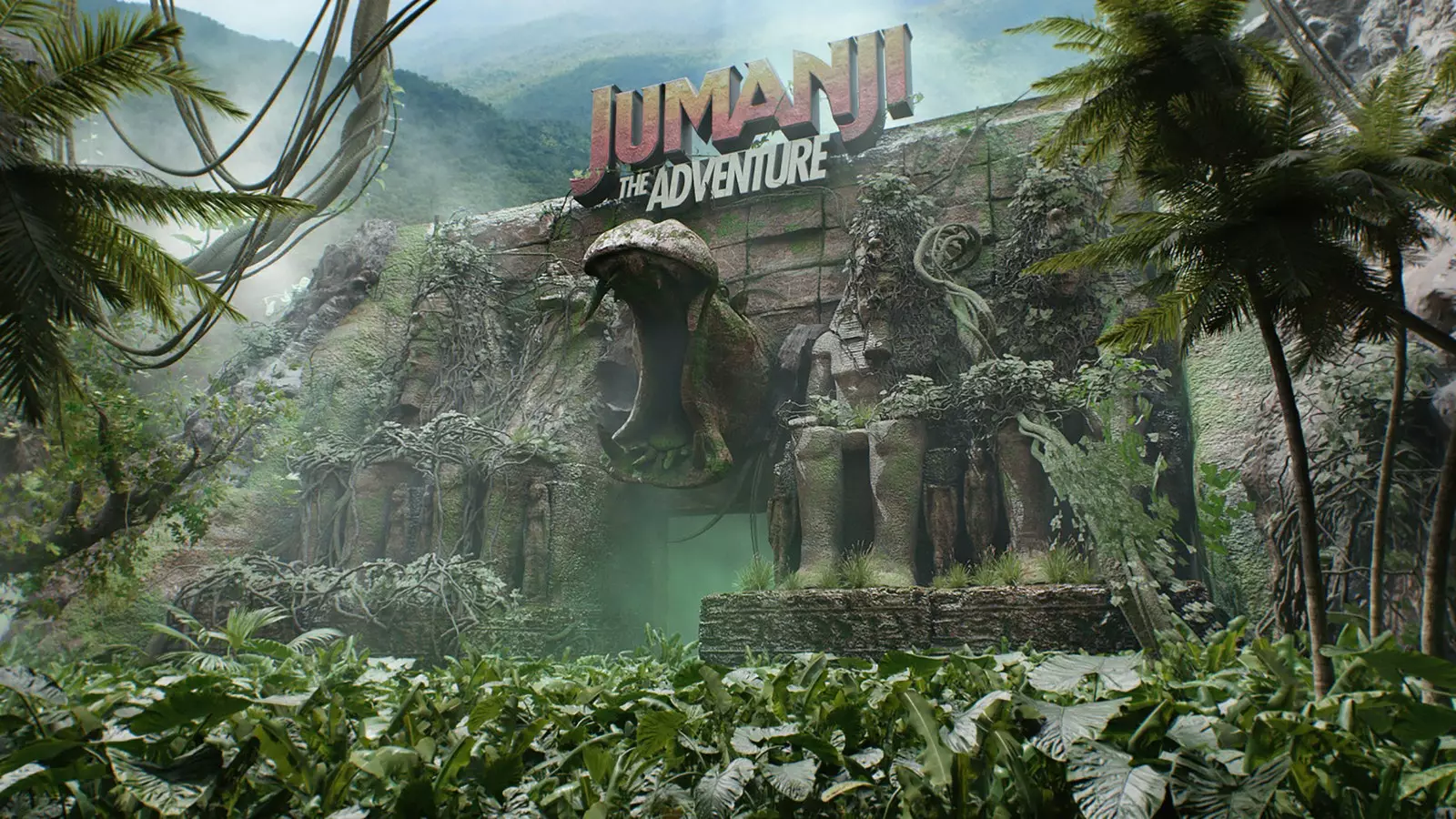 Ingresso a Jumanji The Adventure la nuova attrazione a tema di Gardaland Resort che imita l'ingresso inquietante e...