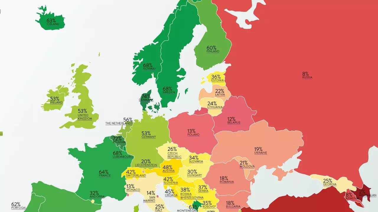 Kortet for at kende situationen for LGBTIQ+-samfundet i Europa i 2022