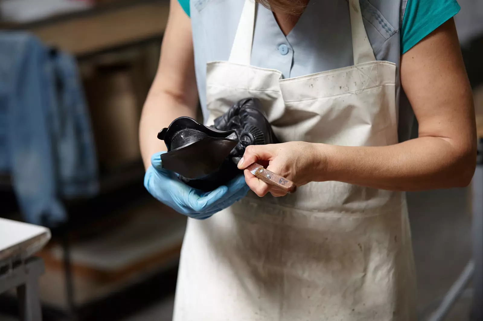 Detail of craftsmanship at the Trudon candle factory in Normandy