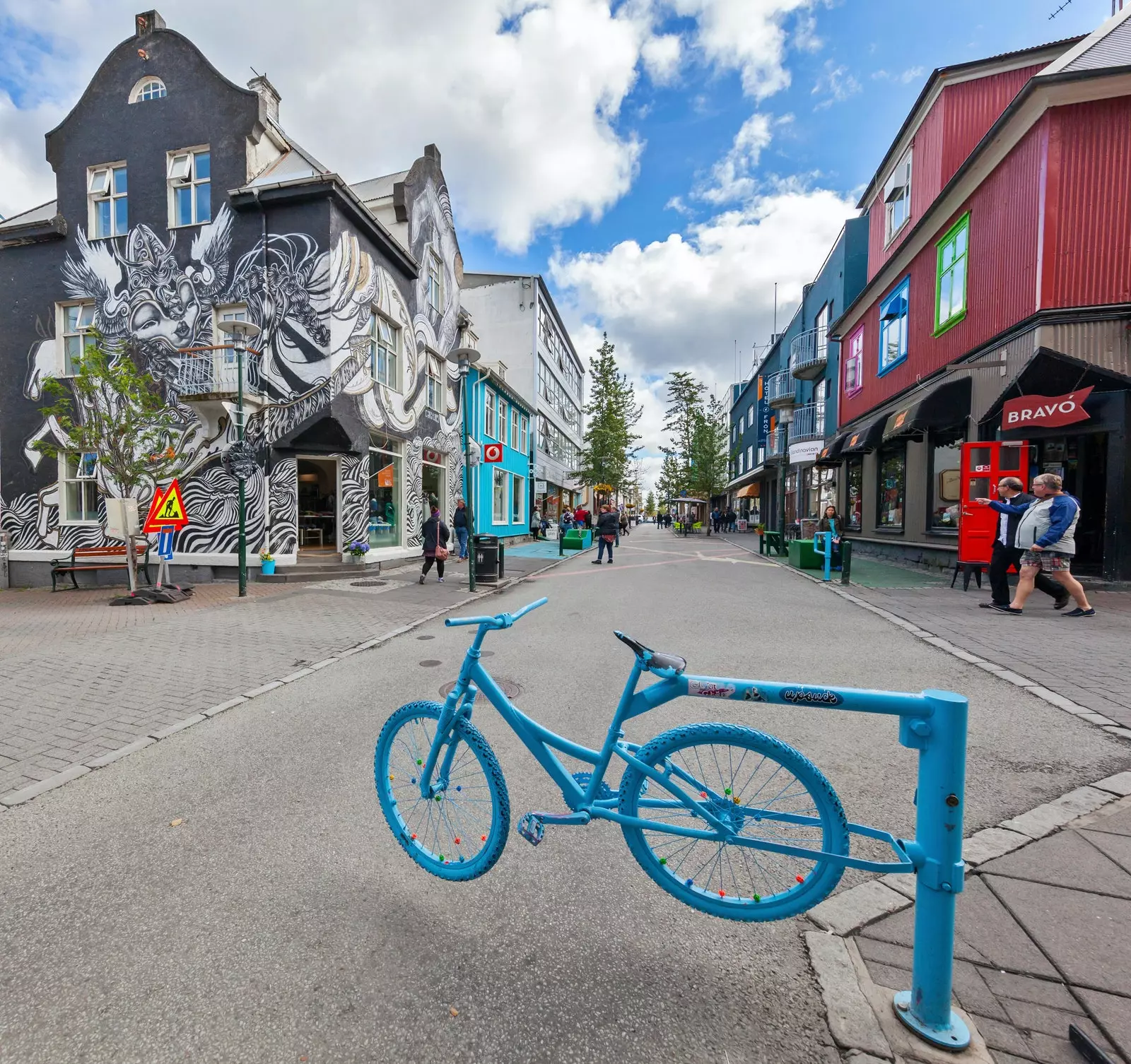 In the central and pedestrian shopping street Laugavegur.