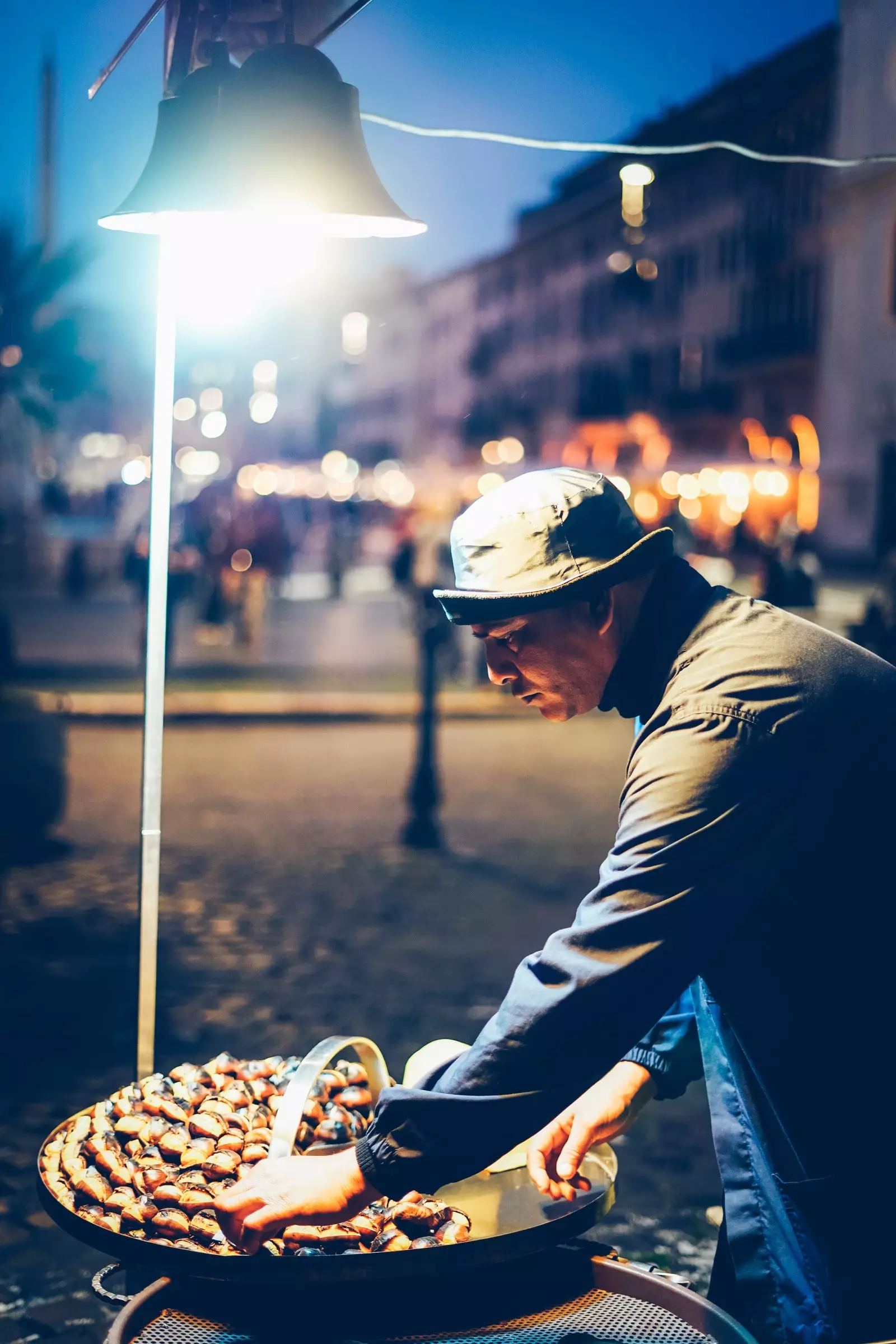 Roasted chestnut stand.