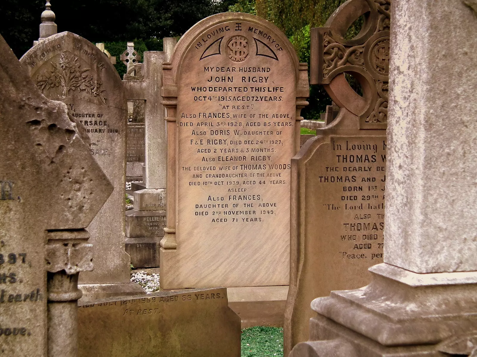 Eleanor Rigby's headstone next to St Peter's Church Liverpool