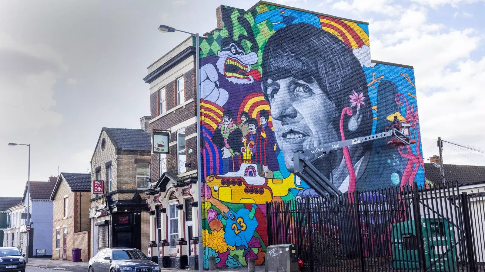 Peinture murale réalisée par l'artiste John Culshaw hommage à Ringo Starr Liverpool