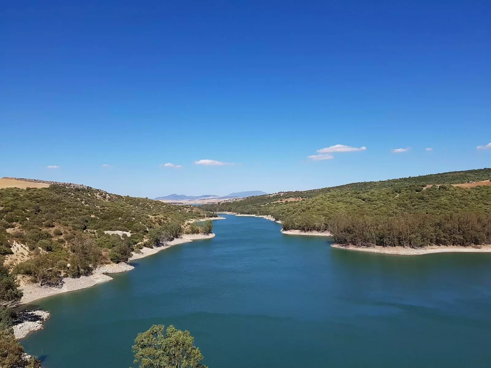 Bank van het Bornos Cdiz-reservoir.