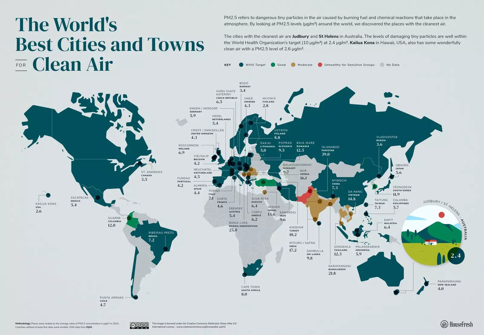 The cities with the cleanest air in the world