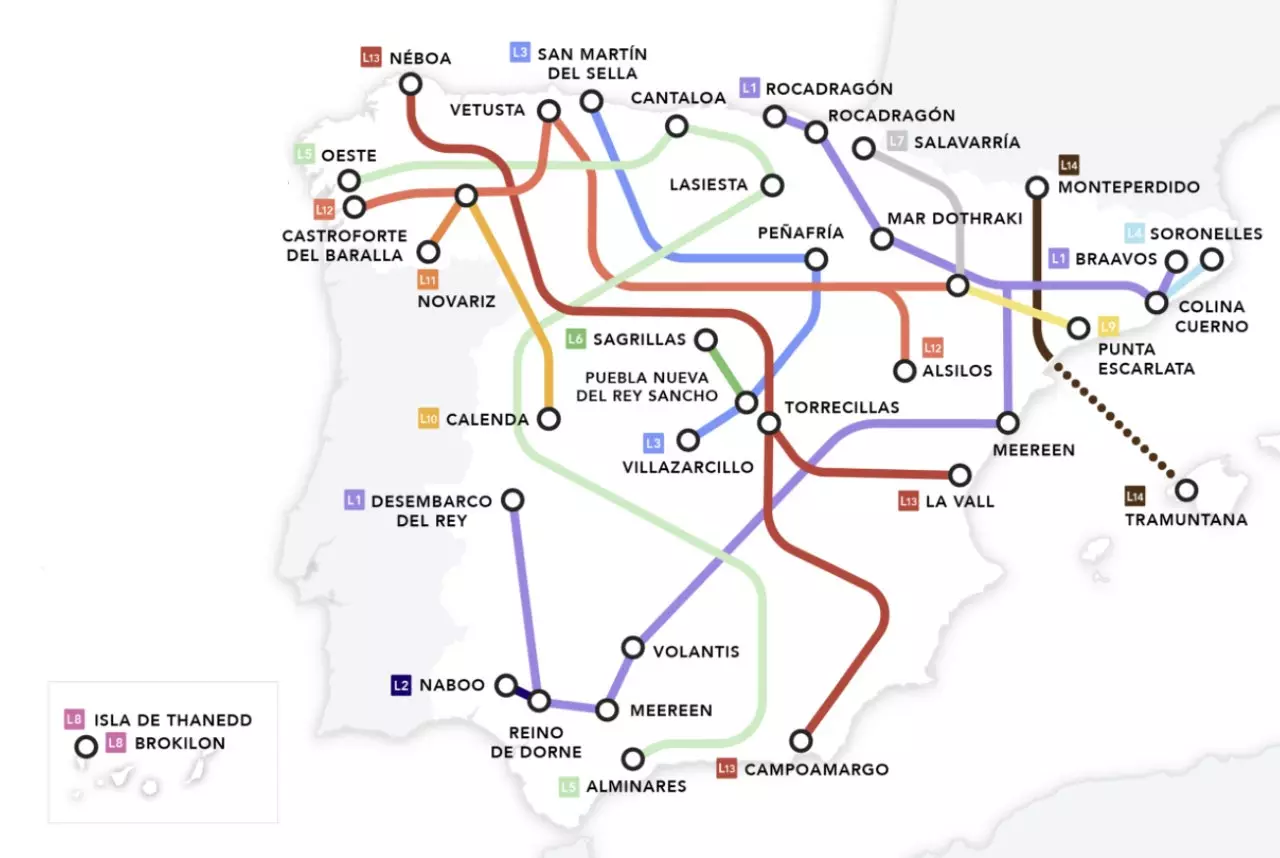 スペインで訪れることができるシリーズ映画や小説の架空の場所の地図