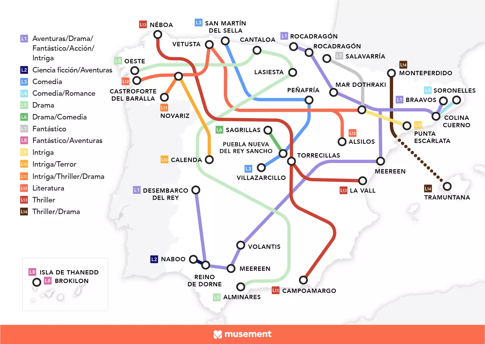 Mapa fiktivních míst Španělsko