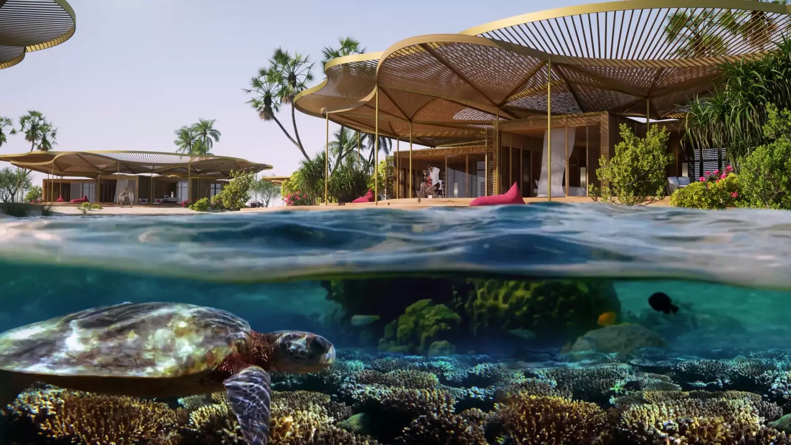 A hotel on a reef.