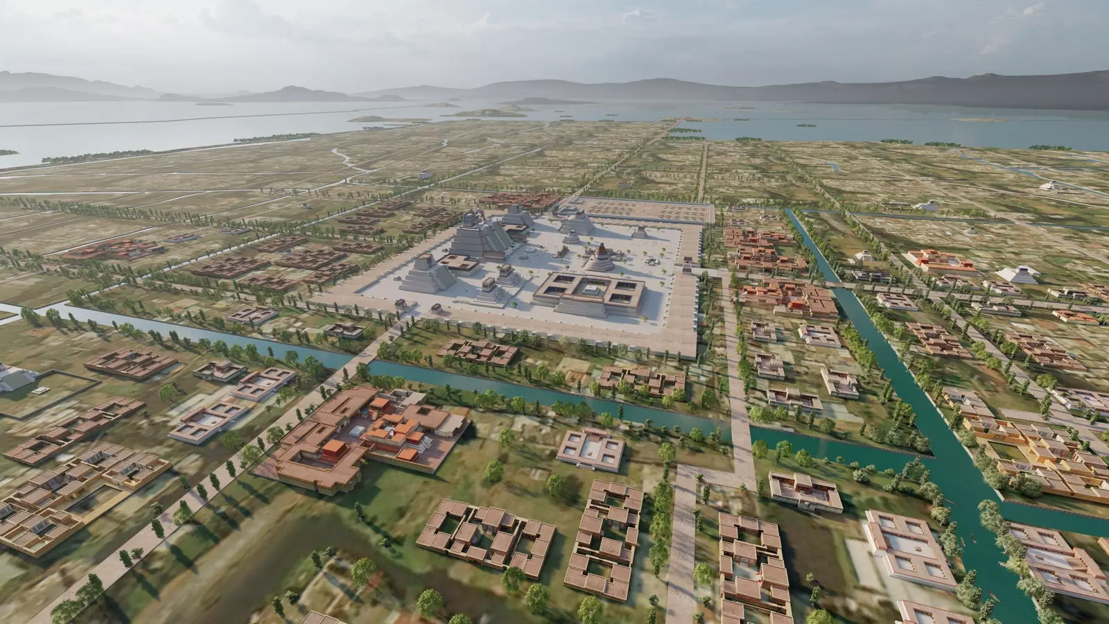 Kilátás Tenochtitlan déli oldalára.