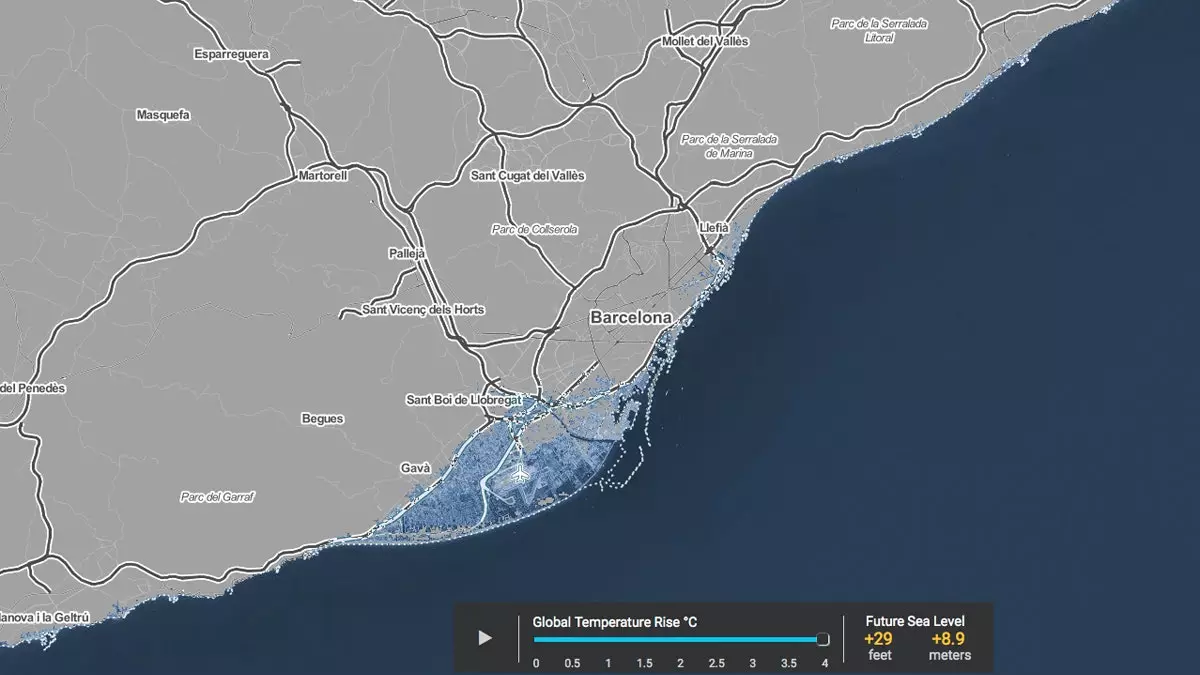 海面上昇で世界のどの都市が消滅するかを示した地図