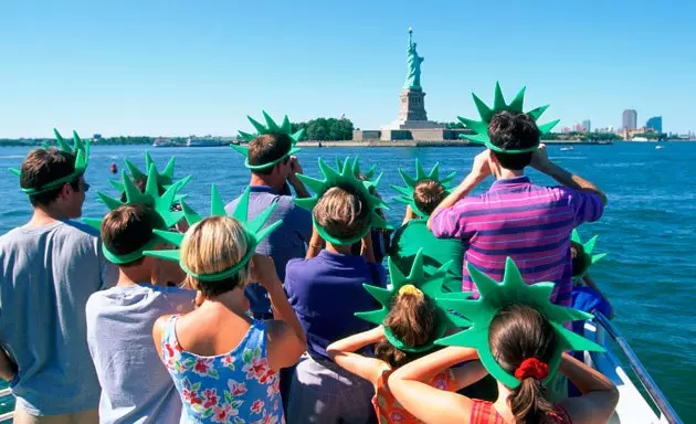 Tour group at the Statue of Liberty