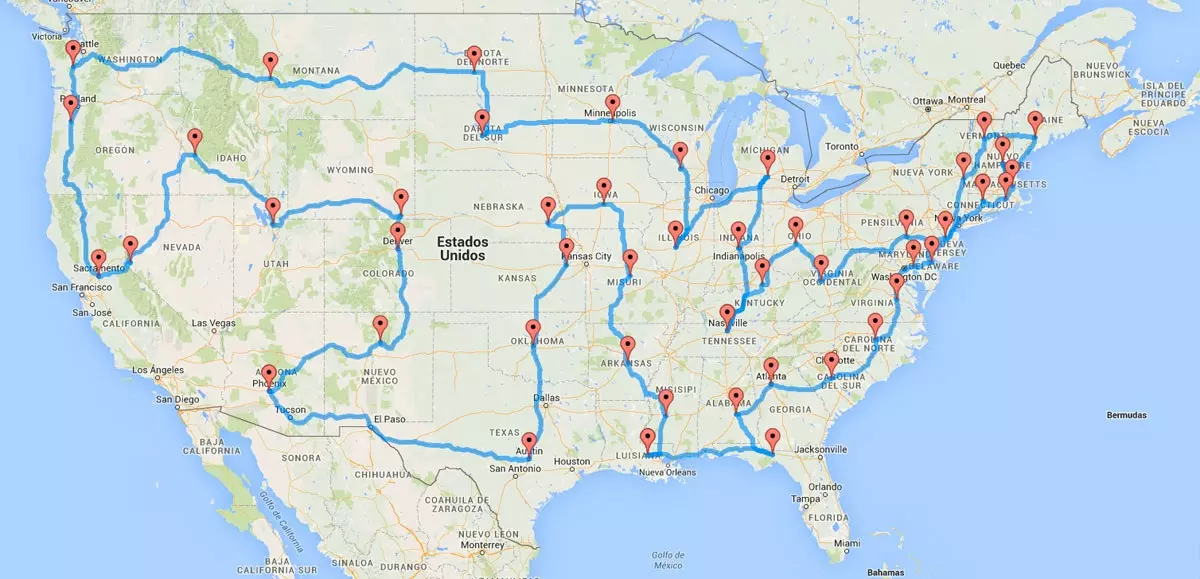 Dissenyen el mapa del road trip ms eficient pels Estats Units