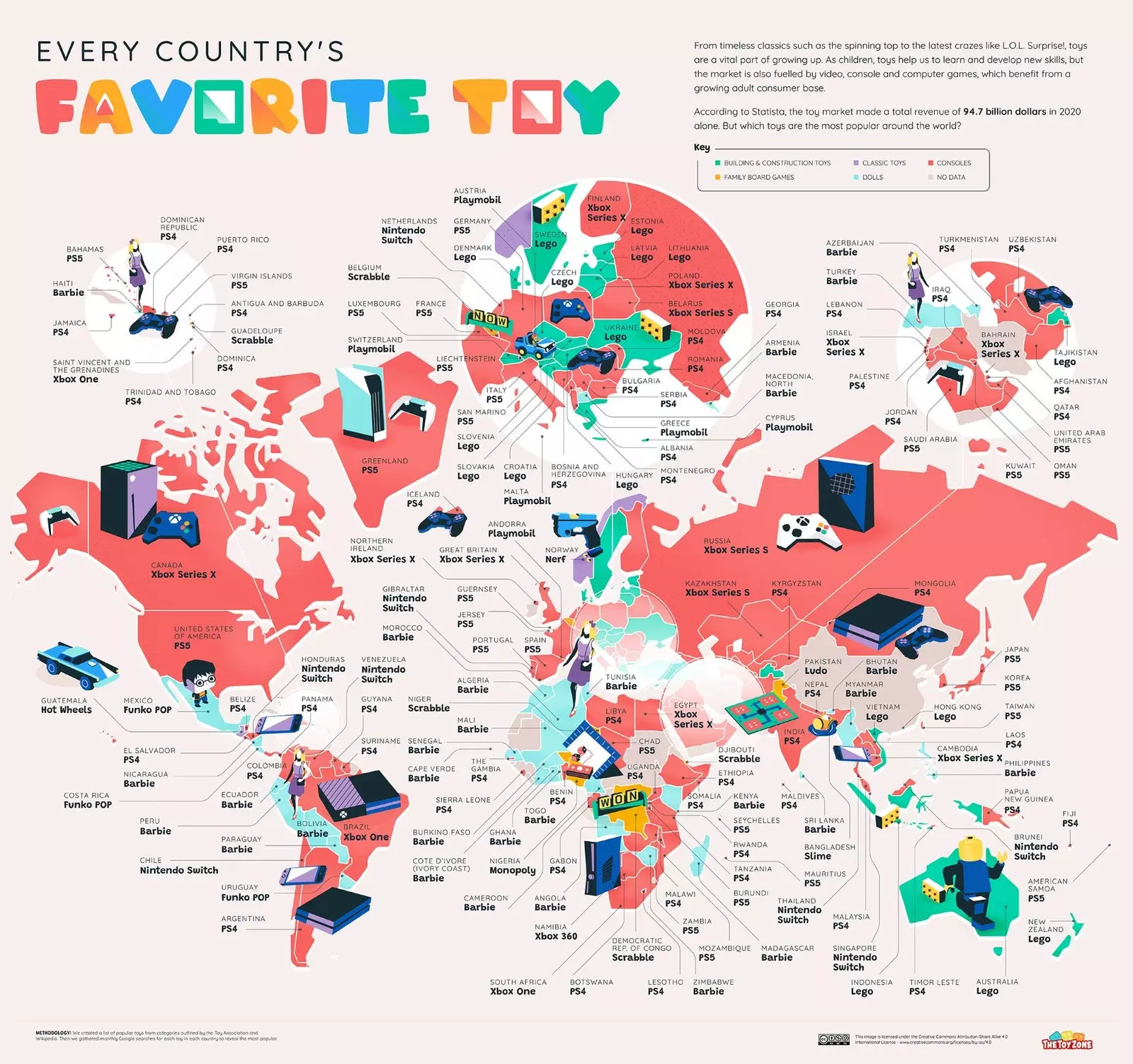 Speelgoed voor jongens en meisjes deze kaart toont de meeste bestellingen deze kerst over de hele wereld