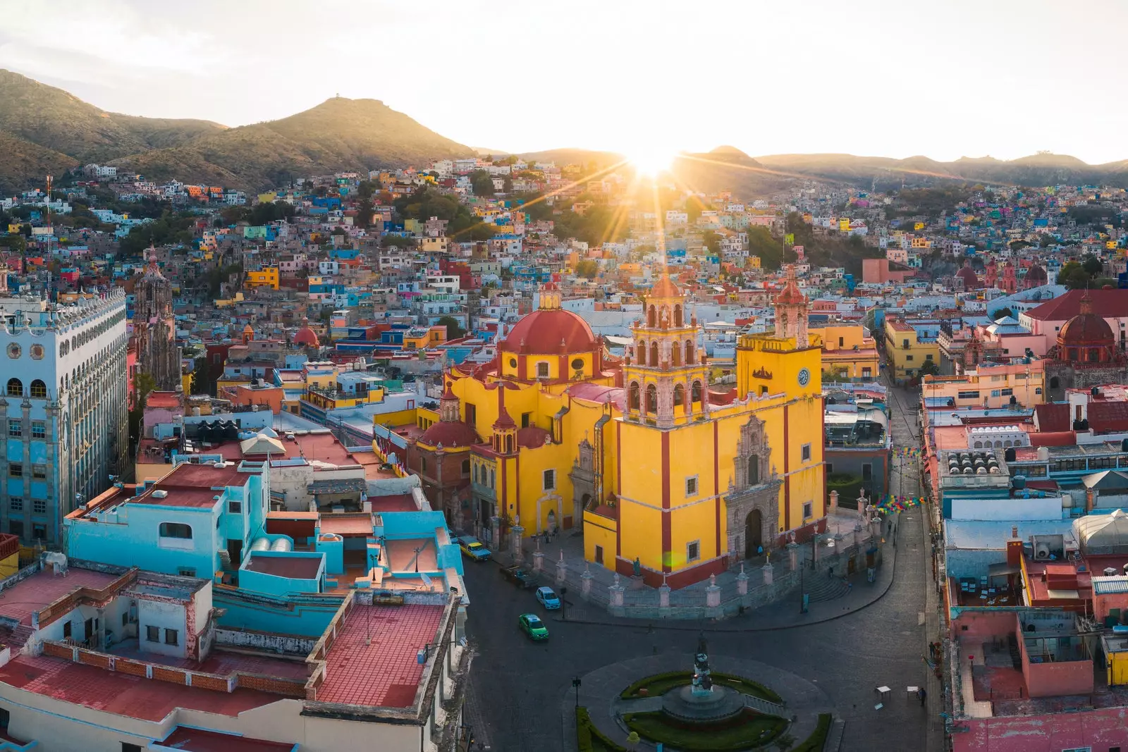 Aerial view of the Basilica of Our Lady of Guanajuato.