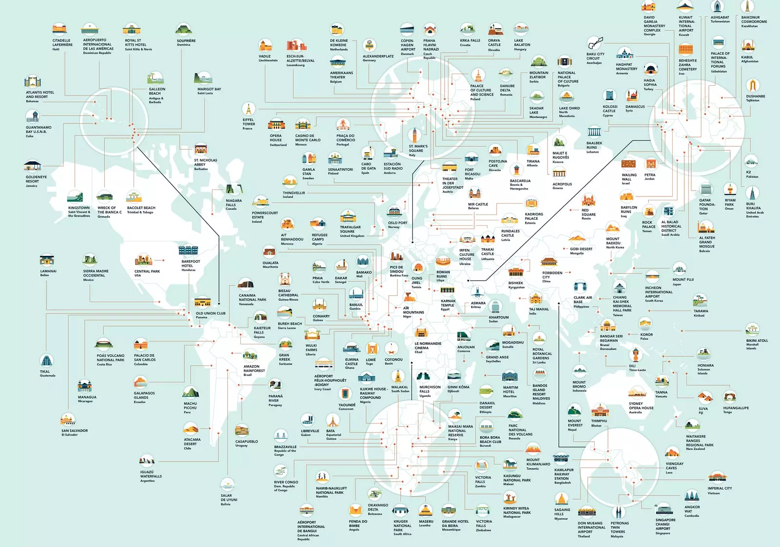 最も多くの映画が撮影された場所の地図