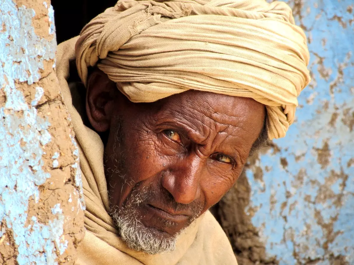 Simien Dağları'ndaki bir adamın portresi.