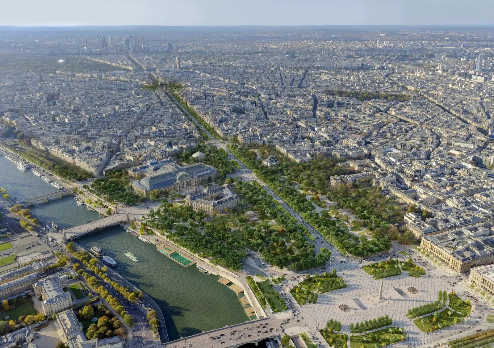 Het nieuwe perspectief van de Champs Elysées.