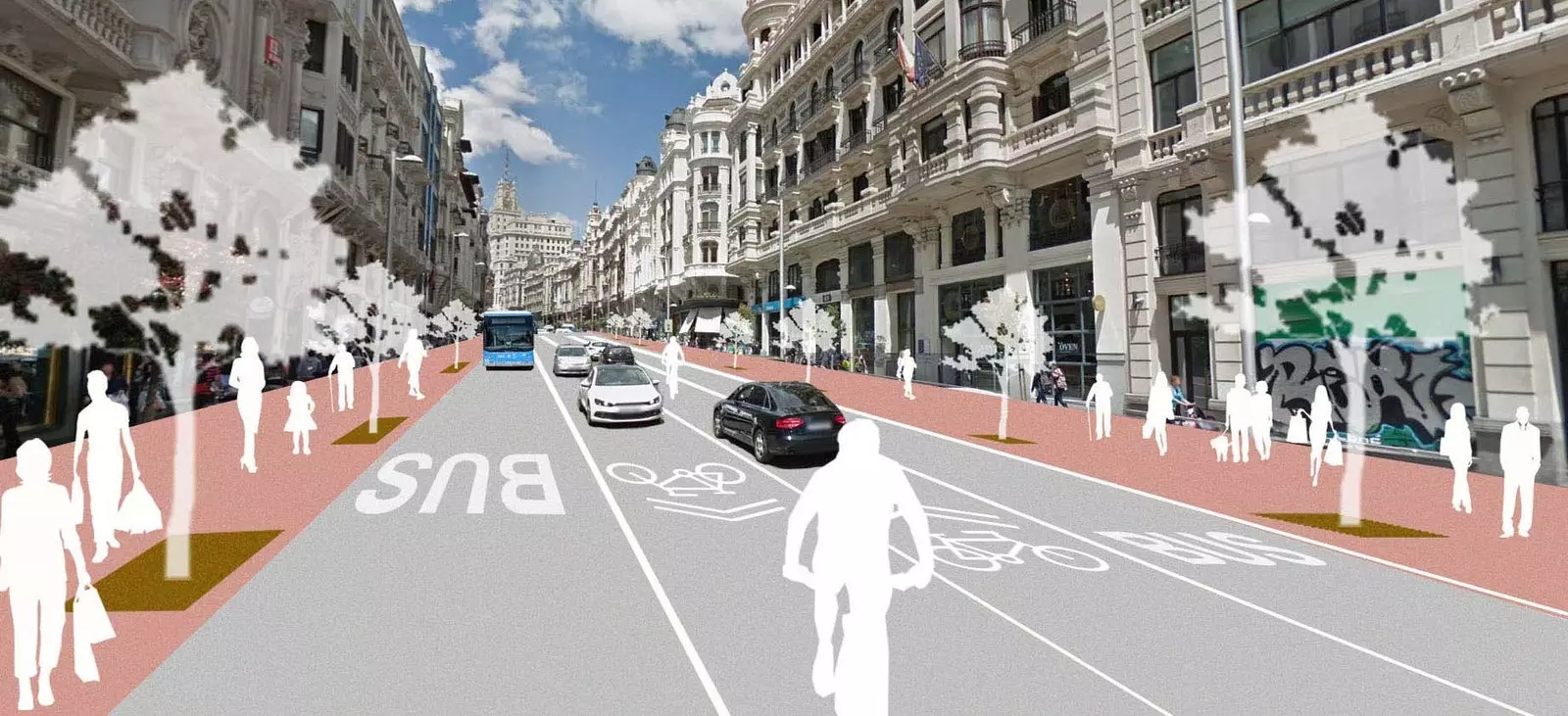 The project gives prominence to public transport cyclists and pedestrians