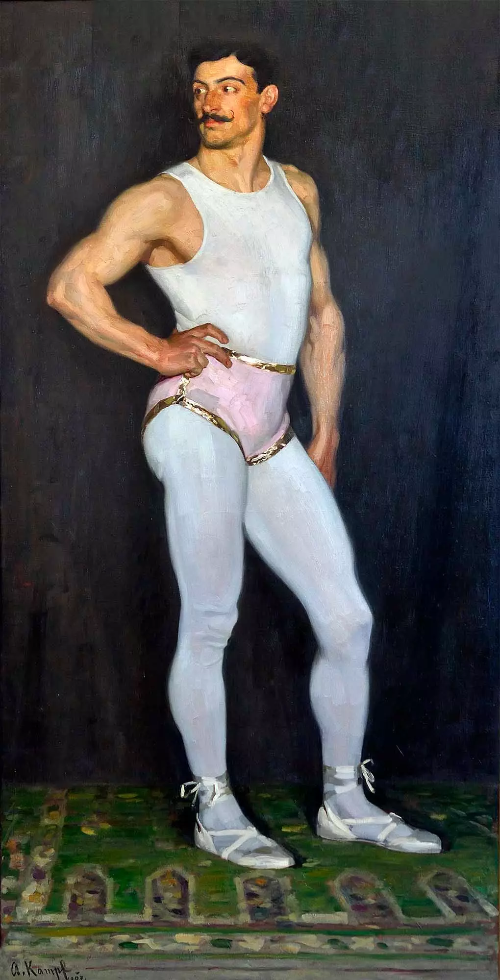 Portret van Arthur Kampf circusman in culotte